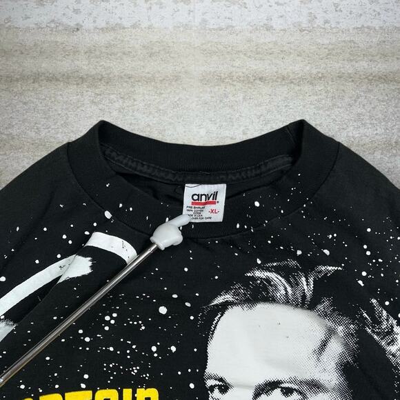 Vintage 1993 Captain Kirk Star Trek AOP Shirt Made in USA Black Short Sleeve 90s - Picture 4 of 5